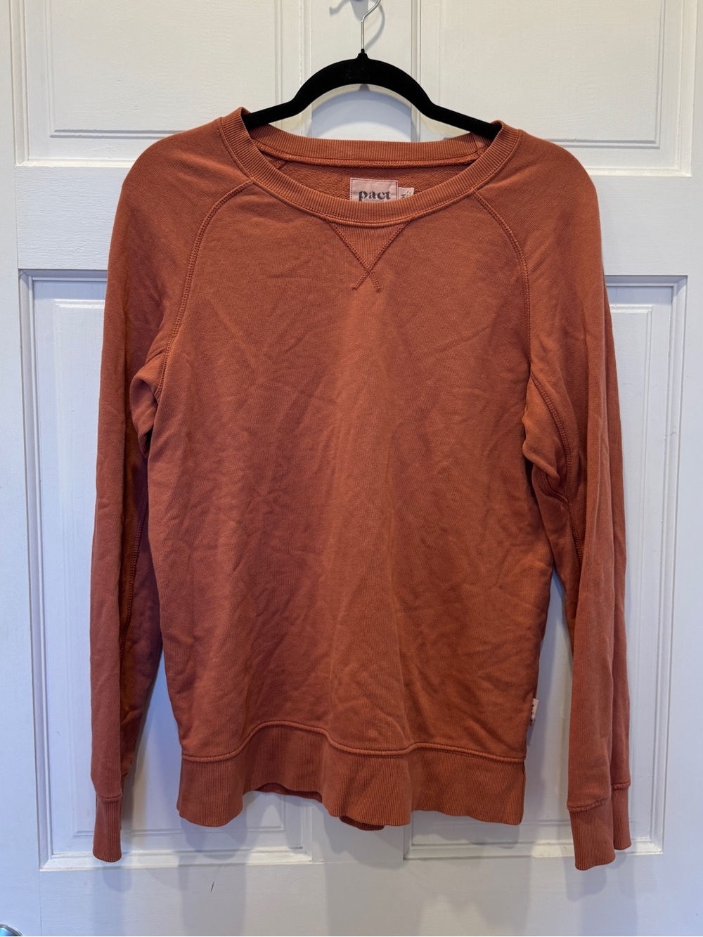 Pact Organic Cotton Burnt Orange Crewneck Sweatshirt M Coastal Casual Minimalist